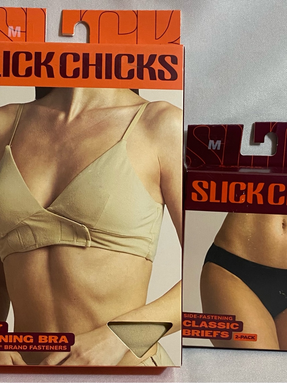 Beige Wireless front fasten Bralette - PLUS - 2 Classic Briefs by SlickChicks
